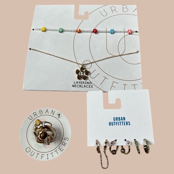 NWT Urban Outfitters Women's Lot of 3 Necklace, Rings, Earrings Jewelry - Picture 1 of 6